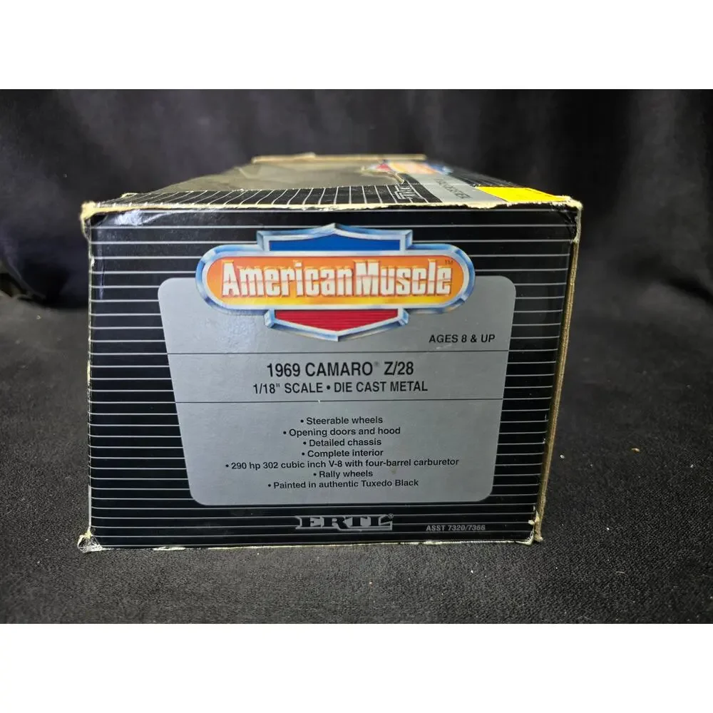 ERTL American Muscle '69 Black Chevy Camaro Z/28 1/18 Scale Die Cast Metal Car